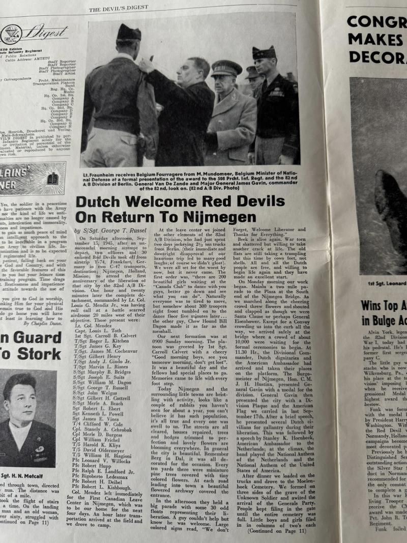 U.S. (Airborne) 508th PIR Devils Digest Magazine October 1945 - Nice Used Condition