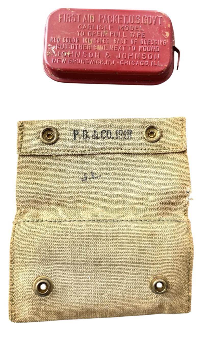 U.S. M1910 First Aid Packet 1918 - Nice Used Condition