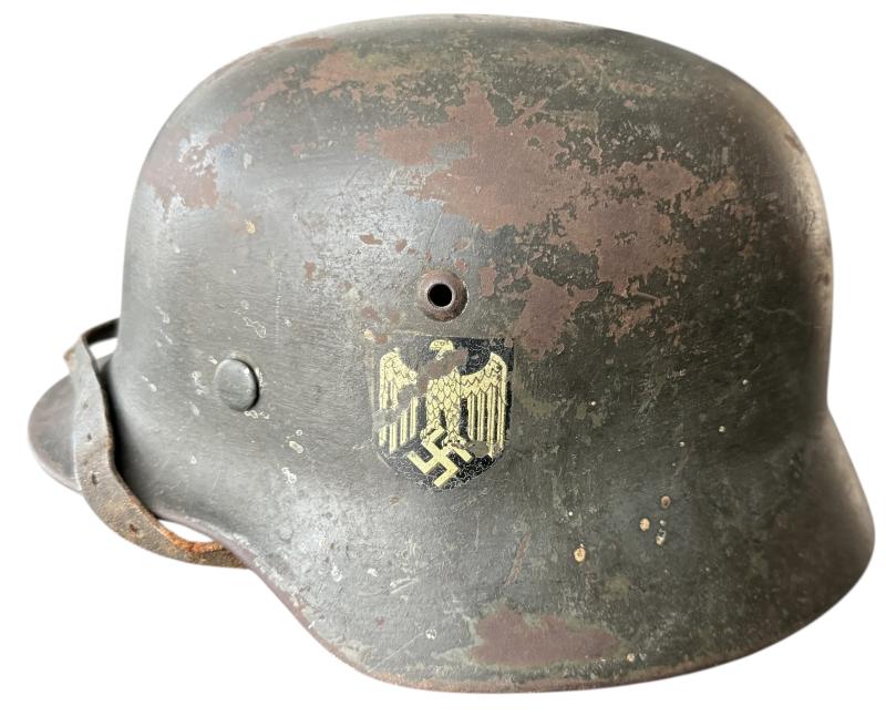 WH (HEER) M35 Single Decal Combat Helmet - Nice Used Condition