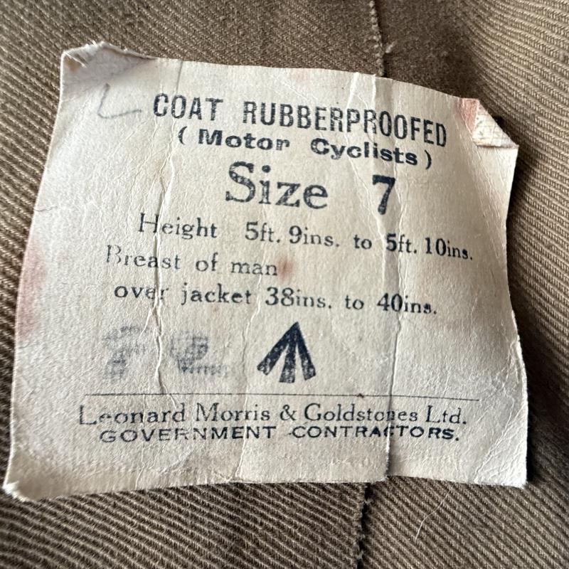 British Dispatch Riders Rubberproofed Coat 1942 - Unissued Condition