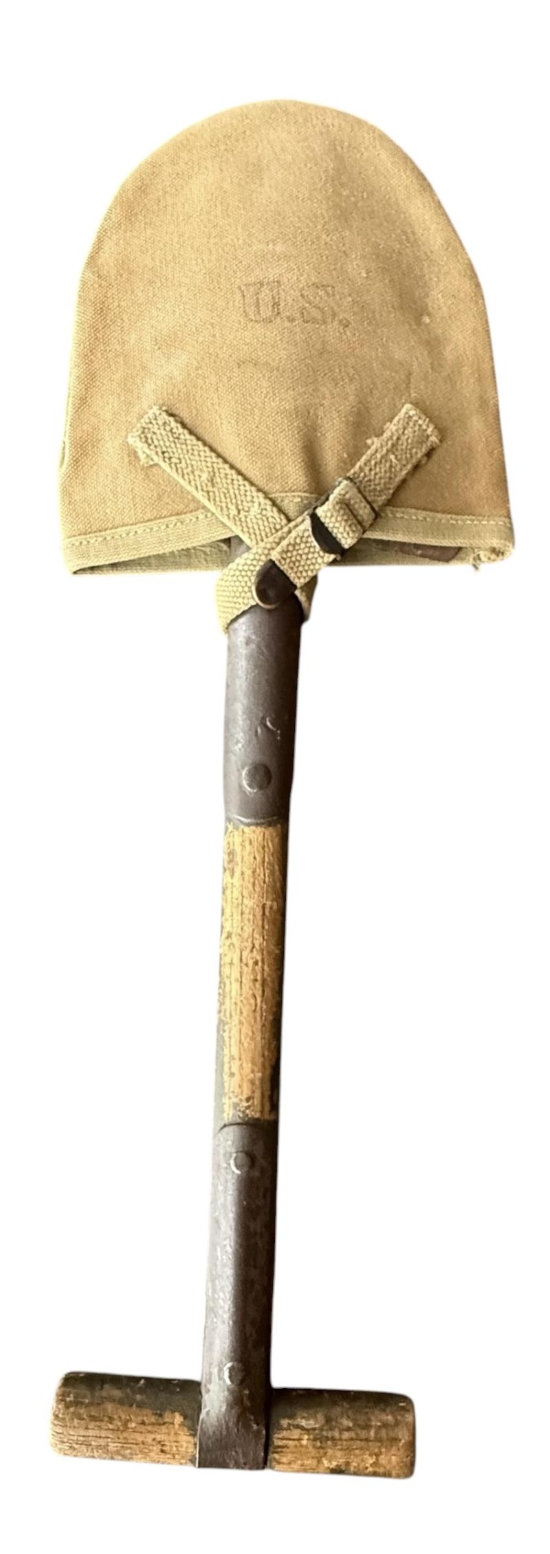 U.S. M1910 Intrenching Shovel i.e. T Shovel & Cover - Nice Used Condition