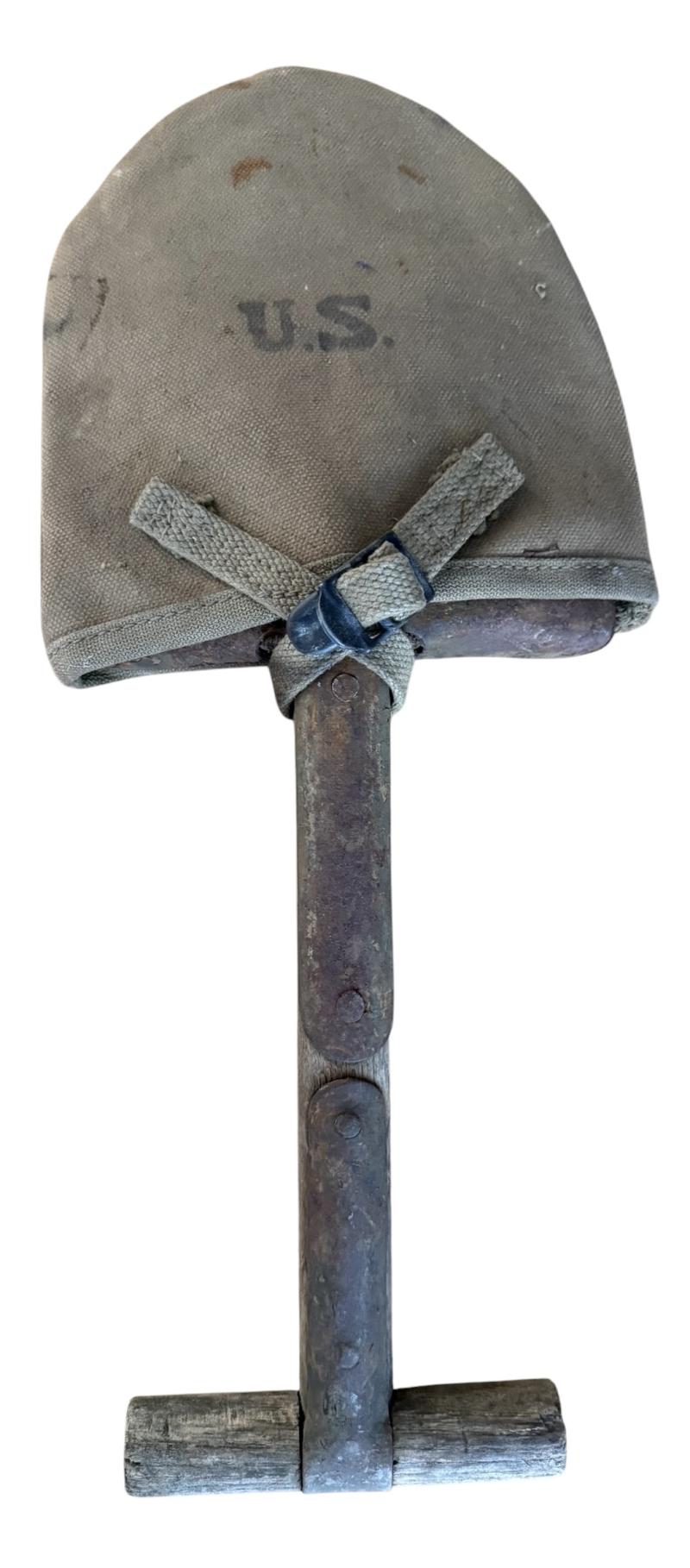 U.S. (Airborne) M-1910 Shortened T-Shovel & Cover - Nice Used Condition