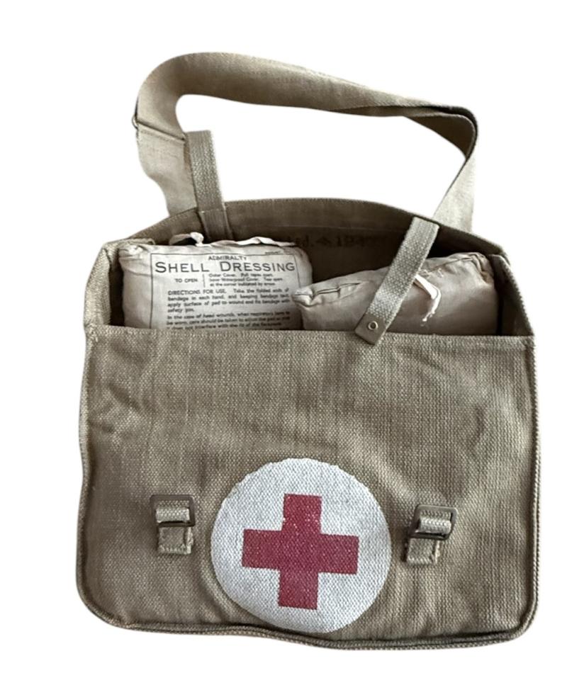 British (Airborne) Shell Dressing Bag 1943 Complete With Contents - Mint Condition