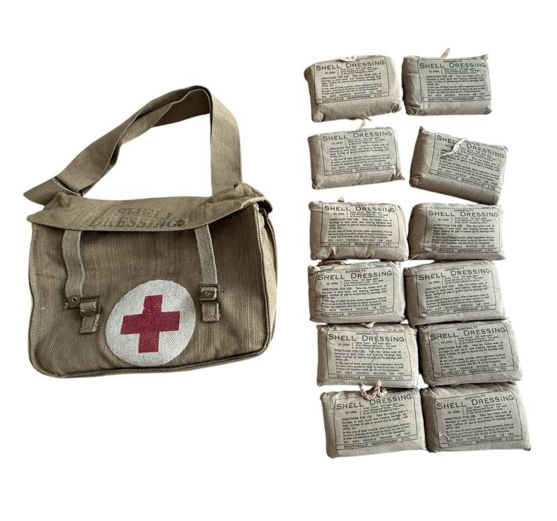British (Airborne) Shell Dressing Bag 1943 Complete With Contents - Mint Condition