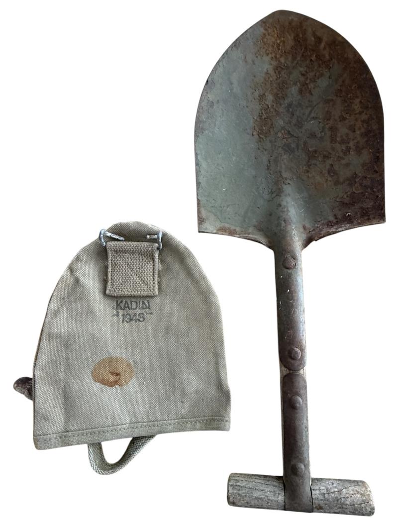 U.S. (Airborne) M-1910 Shortened T-Shovel & Cover - Nice Used Condition
