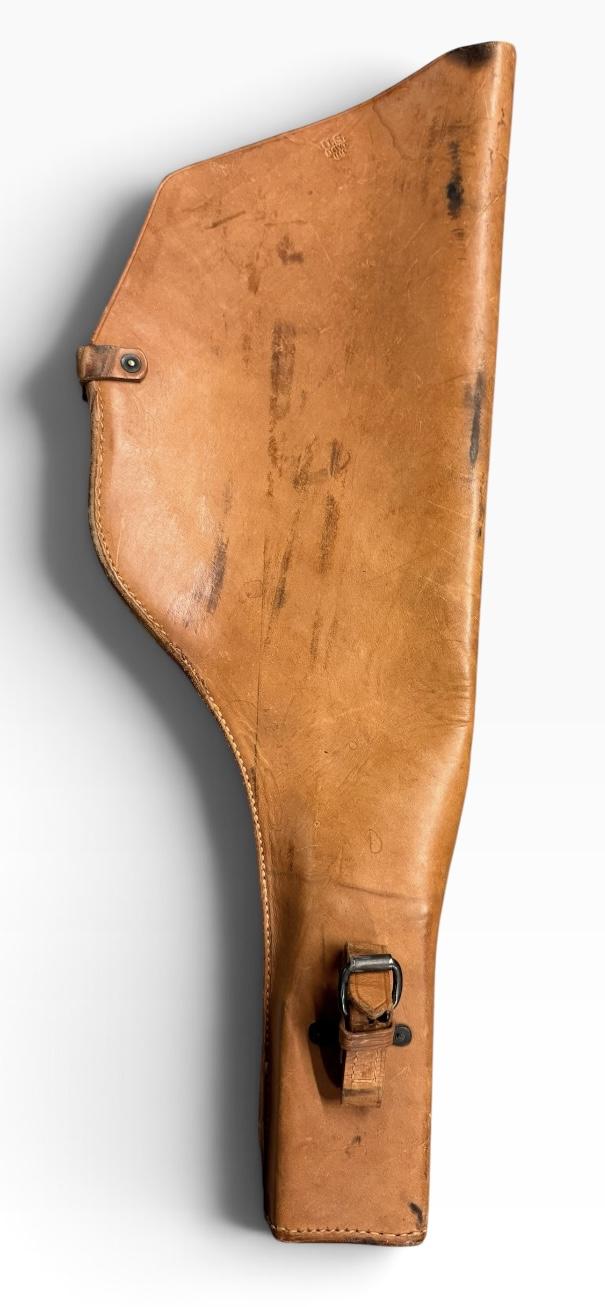 U.S. Thompson SMG Leather Scabbard For Harley-Davidson WLA Motorcycles and Jeeps 1944 Dated - Nice Used Condition