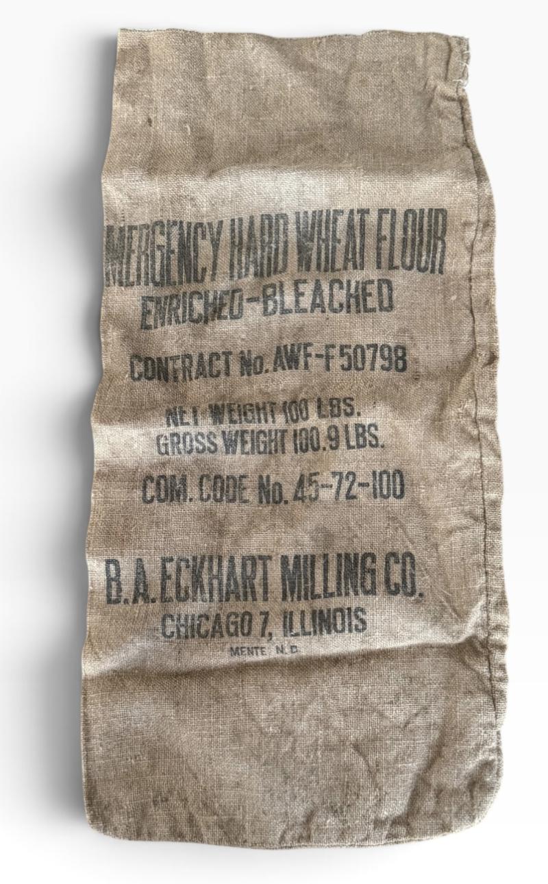 U.S. Emmergency Hard Wheat Flour Hessian Bag - Nice Used Condition