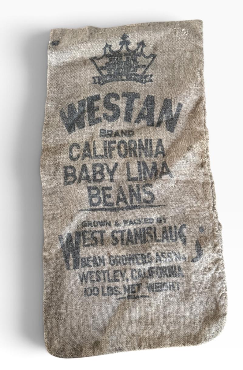 U.S. California Baby Lima Beans Hessian Bag - Nice Used Condition