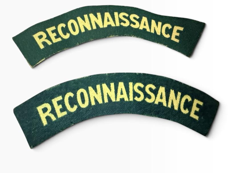 British (Airborne) Pair Off Printed Reconnaissaince Shoulder Titles - Unissued Condition