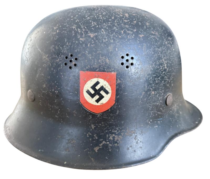 German M34 Double Decal 'Feuerschutzpolizei' Helmet - Nice Used Condition