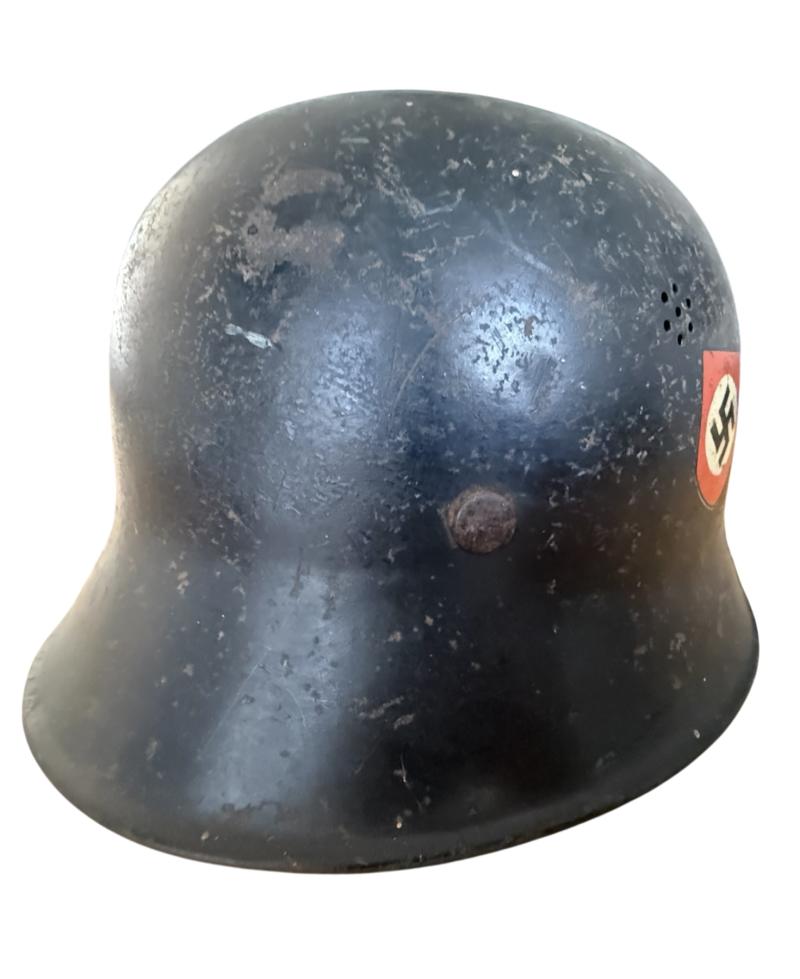 German M34 Double Decal 'Feuerschutzpolizei' Helmet - Nice Used Condition
