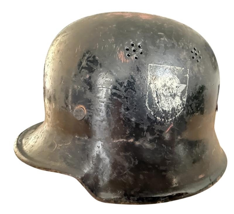 German M34 Double Decal 'Feuerschutzpolizei' Helmet -Nice Used Condition