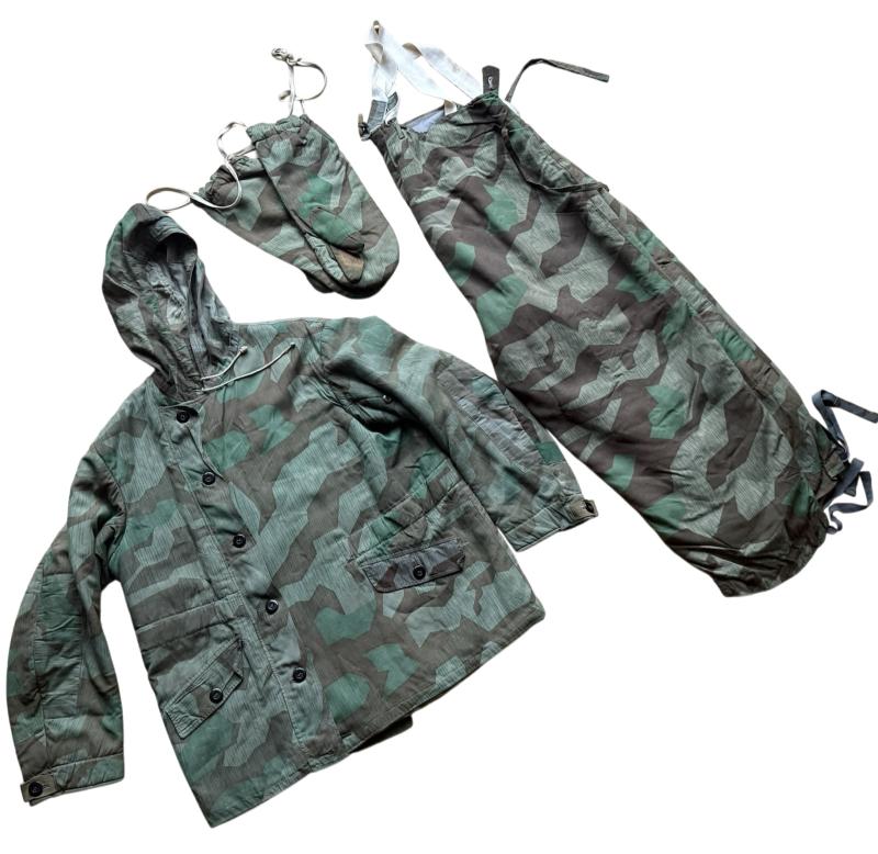 WH (HEER/LW) Non- Reversible 'Splintertarn' Camouflage Uniform And Reversible Splintertarn Camoflage Gloves - Nice Used Condition